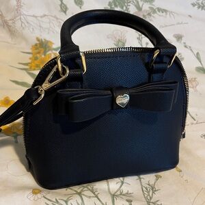 Betsey Johnson Black Bow Accent Crossbody Bag